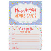Baby Shower "New Mom Advice " Cards 4 7/8"w x 3 7/16"h package 24